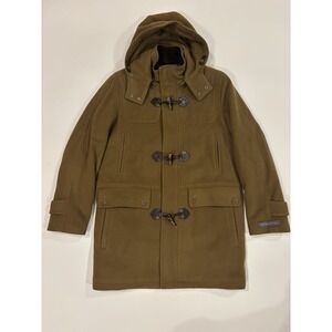 Cole Haan Men's Wool Blend Duffle Coat Small Removable Hood Fabric Made in Italy